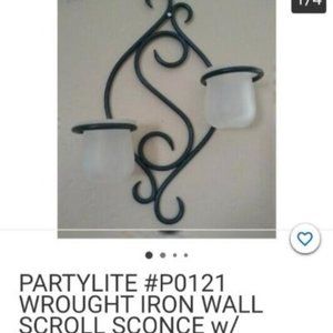 Partylite  Wrought Iron Wall Scroll Sconce